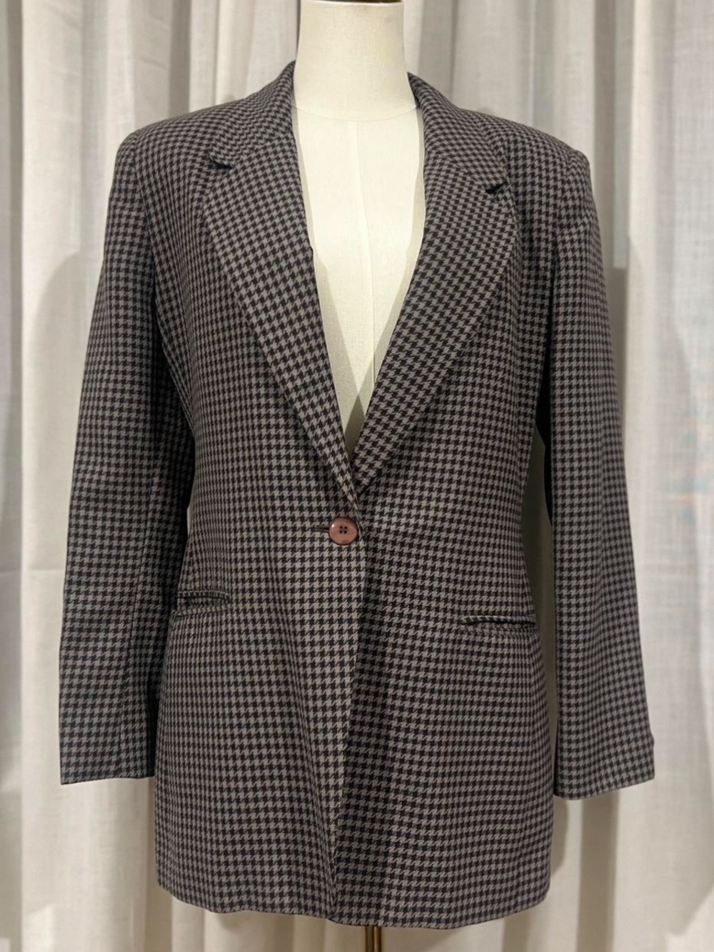 90s Rena Rowan Blazed Houndstooth - Grey and Black